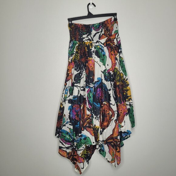 Chelsea & Theodore artsy abstract print handkerchief tie waist midi skirt xl NWT - Picture 2 of 8